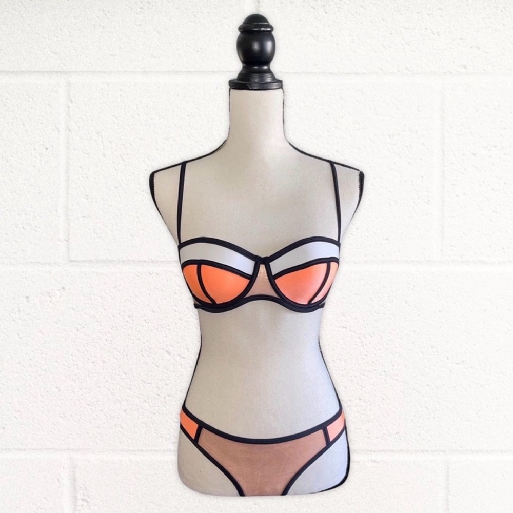 Triangl Swimwear Orange and White Bikini-BOTTOMS ONLY
